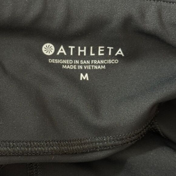 ATHLETA Mesh Contender Capri Leggings M Black Zip Pockets Athletic EUC B2 - Picture 5 of 6